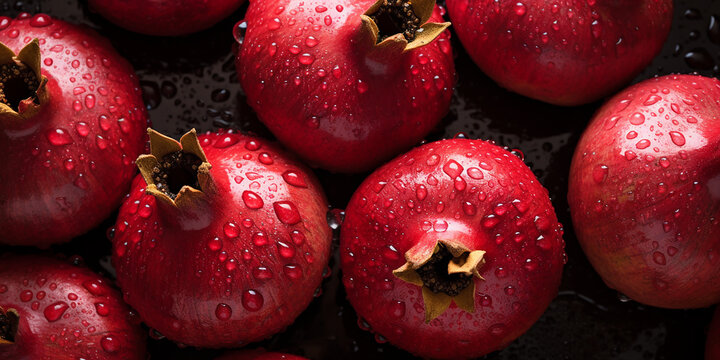 Fresh pomegranate fruit background image. Generative AI graphic