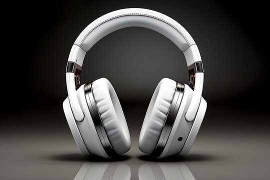 White Headphones Isolated On Black Background. Wireless And Wired Headset With Noise Cancelling. Generative AI