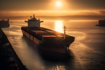 Sunset in the port - Generative AI