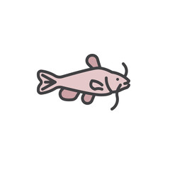 Catfish fish filled outline icon
