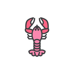 Crayfish lobster filled outline icon