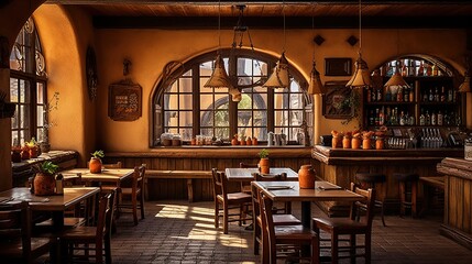 Fototapeta na wymiar Interior of cozy restaurant with Contemporary design