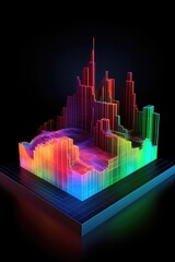 futuristic holographic projection of a 3d data chart, created with generative ai