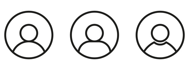 User profile icon set. Set of flat style vector avatar person icons for user profile or login buttons