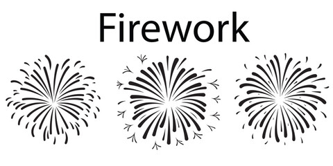 Set of black and white elements. Black Firework Silhouette vector design.