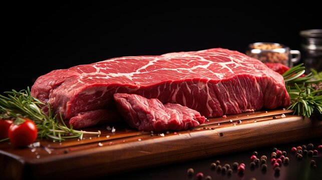Raw rib eye beef steak AI generated image