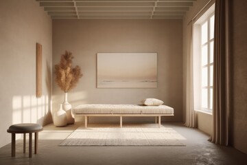soft shadows and textures in a minimalist room, created with generative ai
