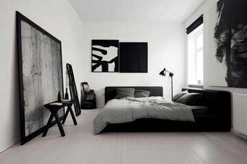 minimalist room with monochrome color palette, created with generative ai