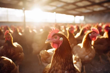 Fotobehang Chickens in a farm © Alex
