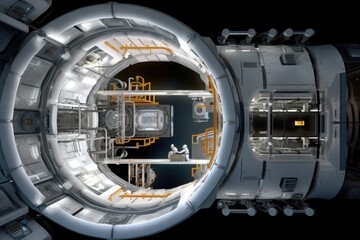 artificial gravity space habitat with rotating design, created with generative ai