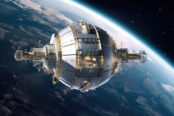 Fototapeta premium interstellar spaceship with artificial gravity, created with generative ai