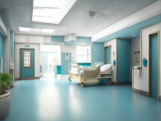 interior of a hospital with windows. Photorealistic illustration generated ai