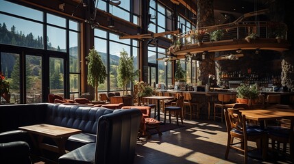 Fototapeta premium Interior of cozy restaurant with Contemporary design