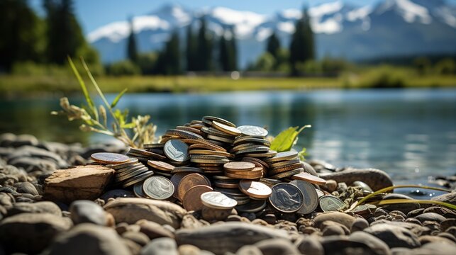Money with landscape nature background