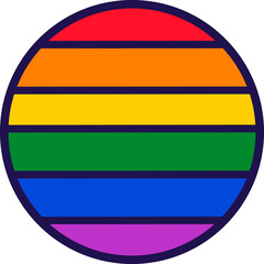 Traditional Gay LGBT Pride Flag Circle Badge