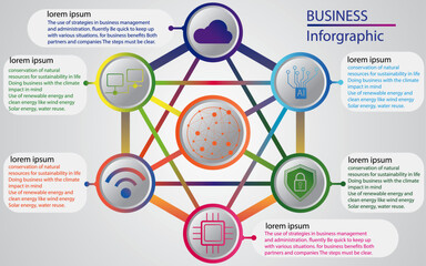 7 way association templates, graphic templates, infographic design layouts, functional design, diagrams, flowcharts, web design, banners