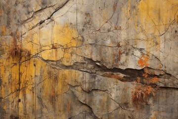 ancient rock paintings blending with natural stone texture, created with generative ai