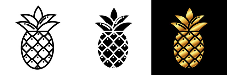 Obraz premium The Pineapple icon represents a tropical fruit known for its unique appearance and sweet, tangy flavor. 