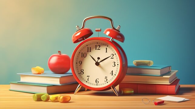 Back to school concept with alarm clock