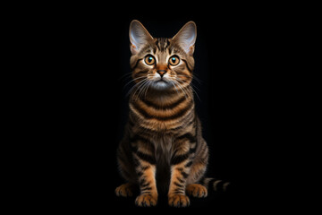 Fototapeta na wymiar Portrait of a cat on a black background