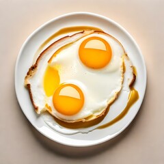 fried egg on white plate generative in ai