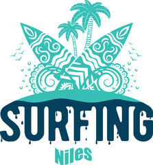 Summer surfing T-shirt design. Summer t-shirt design vector. For t-shirt print and other uses
