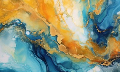Natural luxury abstract fluid art painting in alcohol ink technique.