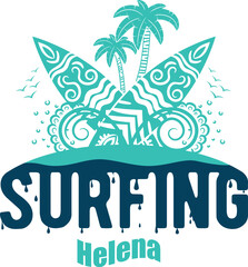 Obraz premium Summer surfing T-shirt design. Summer t-shirt design vector. For t-shirt print and other uses