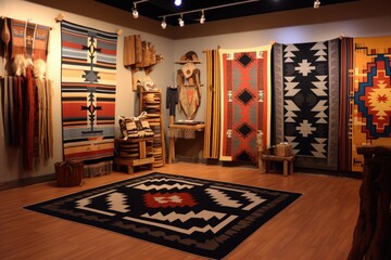 traditional navajo rug designs and symbols displayed, created with generative ai