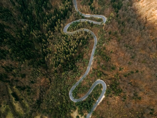 serpentine road aerial view