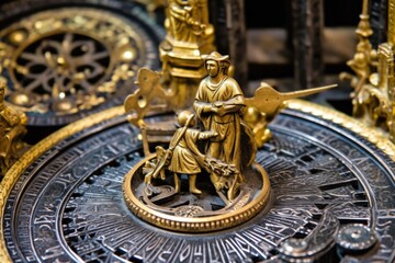 Fototapeta na wymiar close-up of intricate astronomical clock gears, created with generative ai