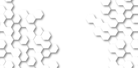 Seamless white pattern with hexagons. abstract white and gray shade technology wallpaper.  wall with textured hexagons. the diamonds on the wall. white wall. 3D Futuristic abstract honeycomb mosaic.