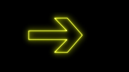 neon arrow sign. yellow color arrow points to the right. Flashing neon icon to the right arrow. right neon arrow.