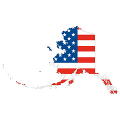  Alaska map with USA flag