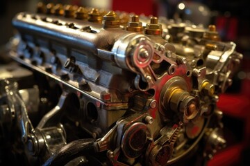 classic car engine close-up during restoration, created with generative ai