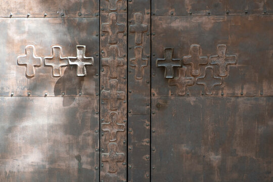 barcelona mare de deu del roser church iron door detail
