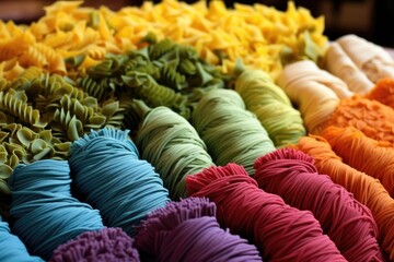 Obraz premium colorful assortment of homemade pasta varieties, created with generative ai