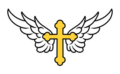 Vector cross of christ with angel wings