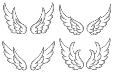 Vector set of cute angel wings illustration design 