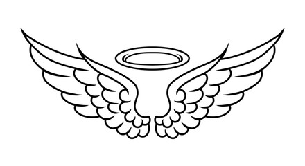 vector angel wings line art style
