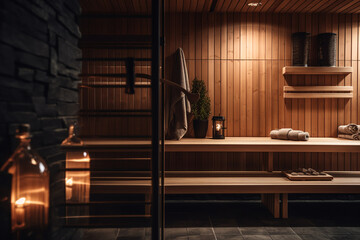 Obraz na płótnie Canvas Home sauna design.ai generative