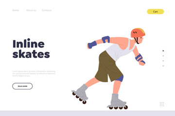 Landing page for online service providing inline skates training for active outdoors recreation