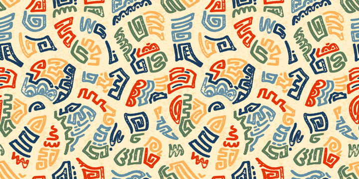 Hand drawn abstract seamless pattern, ethnic background, african style - great for textiles, banners, wallpapers, wrapping - vector design