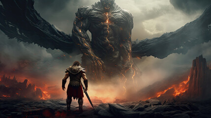 Illustration about Ares, the god of war - AI generated image.