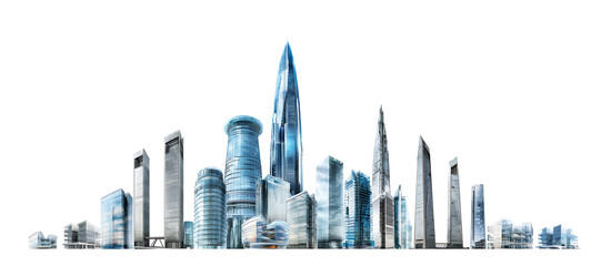 Modern City, financial Downtown, business centre with skyscrapers and office buildings. Illustration made with AI Generative