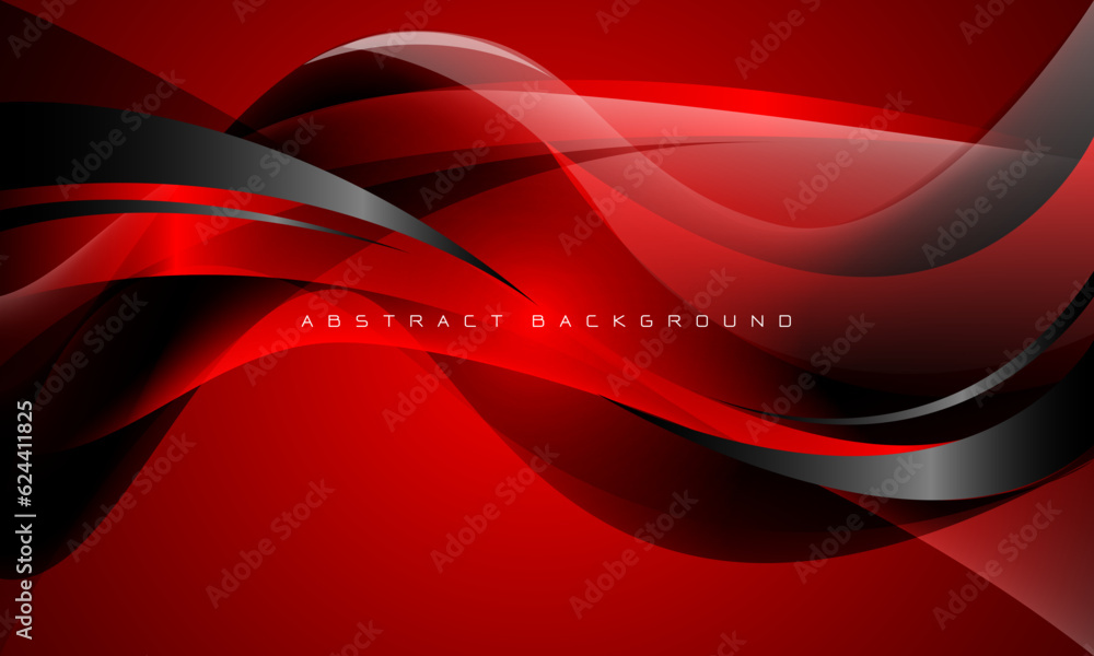 Poster abstract red black glossy wave curve overlap luxury with blank space background vector