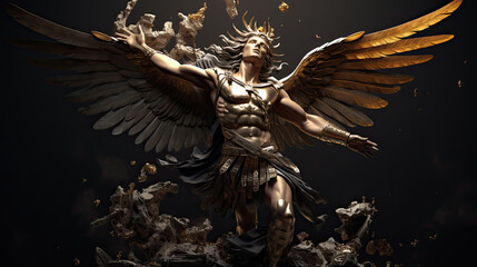 Illustration about Hermes, the messenger of the gods - AI generated image. - obrazy, fototapety, plakaty