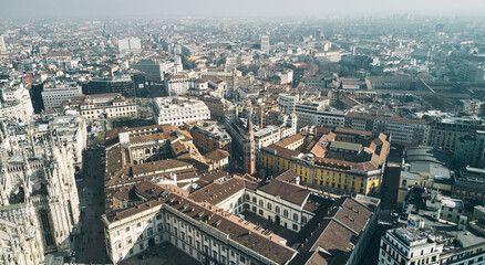 Fototapeta na wymiar Aerial view of the Church of San Gottardo in Milan. High quality photo