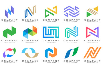 set of Abstract letter N logo design. modern creative logotype monogram icon design inspiration.