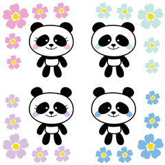 Cute Panda Animal Character Flower Collection